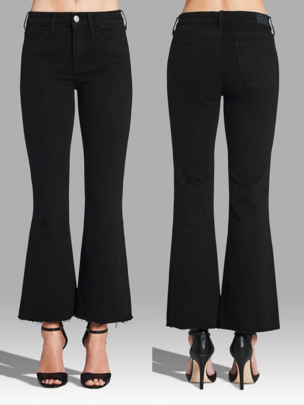 MIH Lou High-Rise Cropped Bell Jeans In Black 29